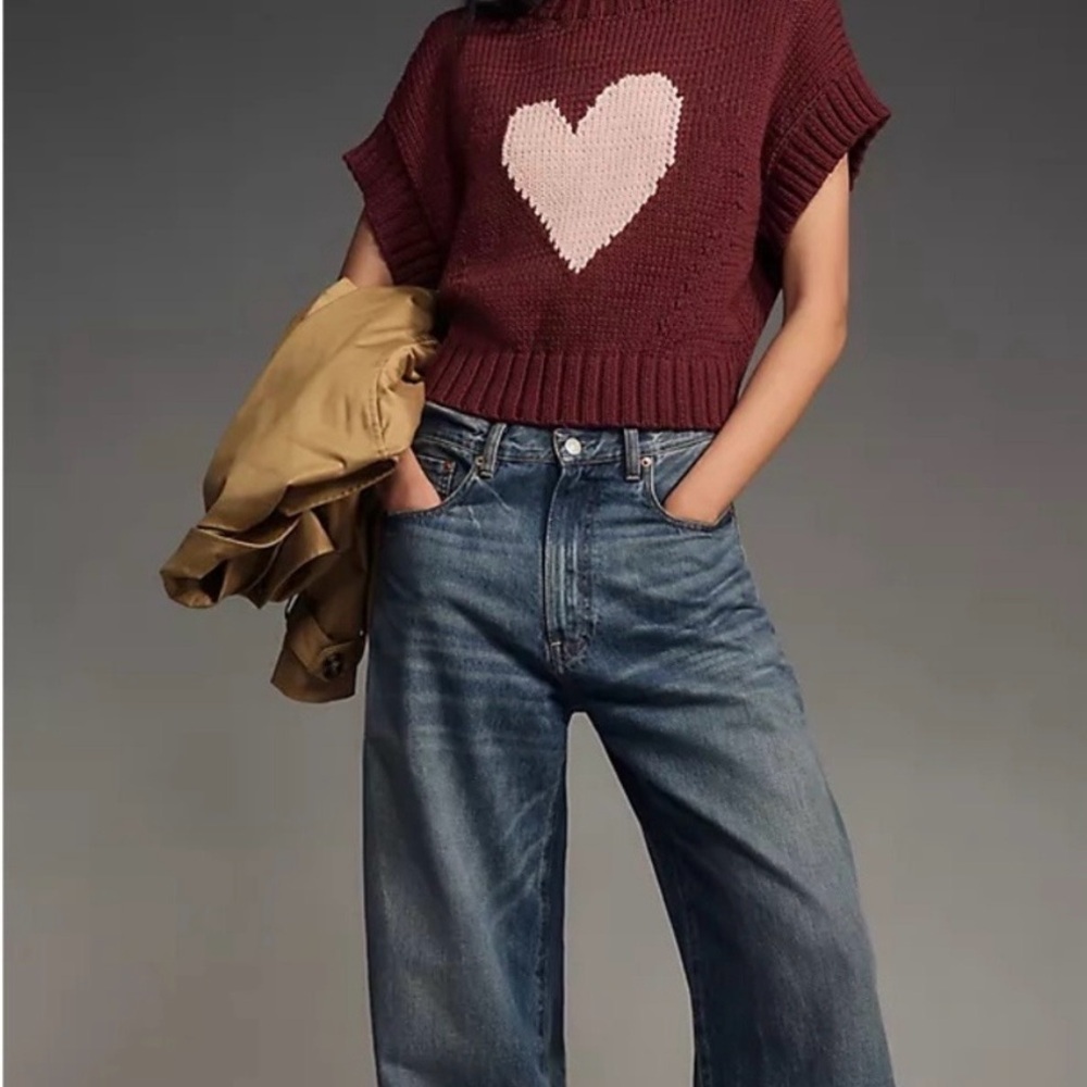 Anthropologie Maeve Heart Sweater